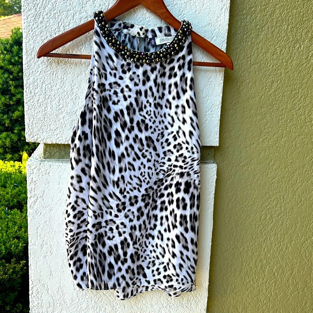 Jennifer Lopez Leopard 🐆 Print Beaded Top